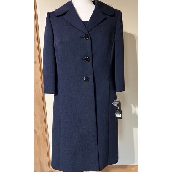 NEW Kasper Women's Crepe Topper Jacket & Sheath Sleeveless Dress Suit Blue 12P - Picture 7 of 9